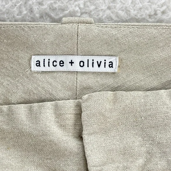 Alice & Olivia Roll‎ Cuff Shorts Womens Size 34 Beige Linen Blend Casual Summer - Picture 13 of 14